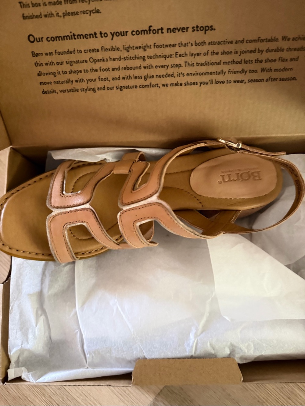 Born Two-Tone Tan and Light Tan Leather Slingback Sandals
